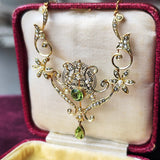 【イギリス アンティーク】ペリドット シードパール ネックレス