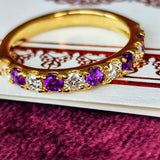 【お値下げ】レアストーン 天然ハックマナイト 天然ダイヤモンド ハーフエタニティリング