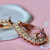 天然モルガナイト 天然ダイヤモンド ネックレス