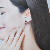 天然ルビー ハート型 天然ダイヤモンド 18金ピアス