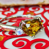 【お値下げ】天然スフェーン 2.76ct ハートシェイプ 天然ラブラドライト リング