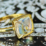 天然アンデシンラブラドライト カボションカット リング