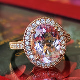 【大粒 3.58ct】天然モルガナイト 天然ダイヤモンド リング