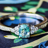 天然ミントベリル 天然ダイヤモンド リング