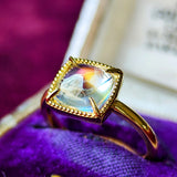 天然アンデシンラブラドライト カボションカット リング