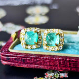 【お値下げ】シュガーローフ 天然エメラルド 天然ダイヤモンド ピアス