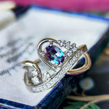 天然アレキサンドライト 0.41ct 天然ダイヤモンド リング