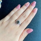 【魅惑の黒い宝石】天然ブラックスターサファイア 天然ダイヤモンド リング