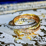 天然ダイヤモンド スリーカラー フルエタニティ 3連リング