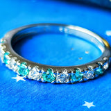 天然パライバトルマリン 天然ダイヤモンド 一文字タイプ プラチナリング