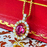 【非加熱 ピジョンブラッド】天然ルビー 天然ダイヤモンド ネックレス