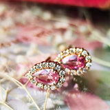 天然パパラチアサファイア 天然ダイヤモンド 18金ピアス