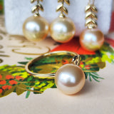 【アプリコット】有核淡水パール リボン 10金リング