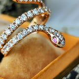 【スネークリング】天然ピンクサファイア 天然ダイヤモンド リング