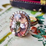 【大粒 8.84ct】天然モルガナイト 天然ダイヤモンド リング