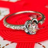 【復刻 捻り梅】天然ローズカットダイヤモンド 花の彫り プラチナリング