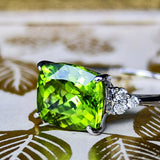 【パキスタン産】天然ペリドット 天然ダイヤモンド リング