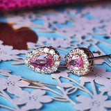 天然パパラチアサファイア 天然ダイヤモンド ピアス