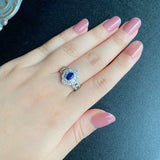 【コーンフラワー】天然サファイア 天然ダイヤモンド リング