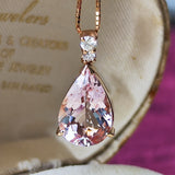 【大粒 3.01ct】天然モルガナイト 天然ダイヤモンド ネックレス