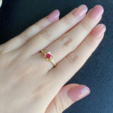 【復刻 捻り梅】天然ルビー 月桂樹の彫り 18金リング