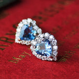 天然アクアマリン ハートシェイプ 天然ダイヤモンド ピアス