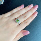 【パキスタン産】天然ペリドット 天然ダイヤモンド リング