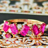 天然ルビー エメラルドカット 天然ダイヤモンド リング