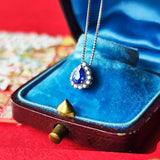 【コーンフラワー】天然サファイア 天然ダイヤモンド ネックレス