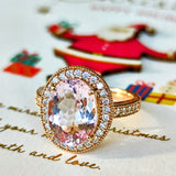 【大粒 3.58ct】天然モルガナイト 天然ダイヤモンド リング