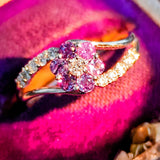 天然アレキサンドライト 天然ダイヤモンド フラワーモチーフ リング