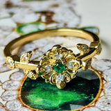 【童話シリーズ 親指姫】天然エメラルド 天然ダイヤモンド リング