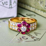 【Vintage Van Cleef & Arpels】ヴァンクリーフ&アーペル マデール ルビー ダイヤモンド フラワーリング