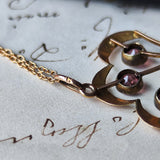 イギリス アンティーク ピンクトルマリン ガーネット シードパール ネックレス