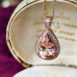 【大粒 3.09ct】天然モルガナイト 天然ダイヤモンド ネックレス