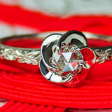 【復刻 捻り梅】天然ローズカットダイヤモンド 花の彫り プラチナリング