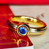 【Vintage Cartier】カルティエ モノストーン サファイア 18金スリーカラーリング