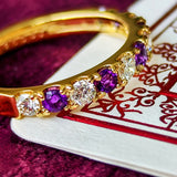 【お値下げ】レアストーン 天然ハックマナイト 天然ダイヤモンド ハーフエタニティリング