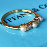 【オールドティファニー】TIFFANY&Co.ティファニー あこやベビーパール ダイヤモンドリング