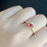 【復刻 捻り梅】天然ルビー お花の彫り 18金リング