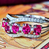 【5石とも非加熱ピジョンブラッド】天然ルビー 天然ダイヤモンド リング