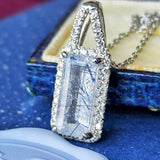 【お値下げ】天然ブルートルマリンインクォーツ 天然ダイヤモンド ネックレス