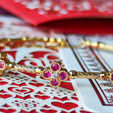 【ブレスレット】天然ルビー 天然ダイヤモンド 形状記憶 18金 バングル