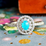 天然パライバトルマリン 0.36ct カボションカット 天然ダイヤモンド リング