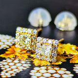 天然ダイヤモンド プリンセスカット 18金ピアス