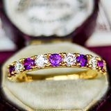 【お値下げ】レアストーン 天然ハックマナイト 天然ダイヤモンド ハーフエタニティリング