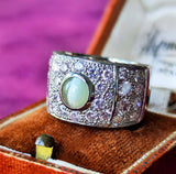 天然クリソベリルキャッツアイ 天然ピンクダイヤモンド プラチナリング