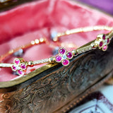 【ブレスレット】天然ルビー 天然ダイヤモンド 形状記憶 18金 バングル