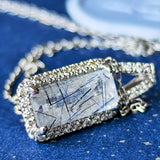 【お値下げ】天然ブルートルマリンインクォーツ 天然ダイヤモンド ネックレス