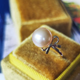 【アプリコット】有核淡水パール リボン 10金リング